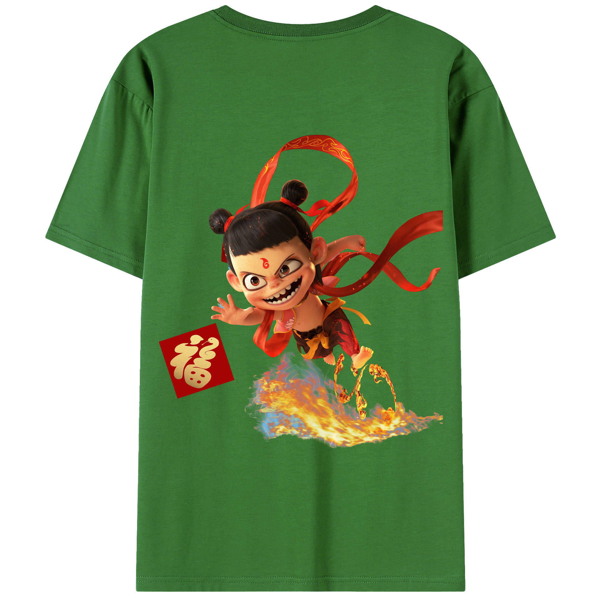 （画像用） Ne Zha 2 ナタ 魔童の大暴れ レディース半袖Tシャツ(バックプリント)